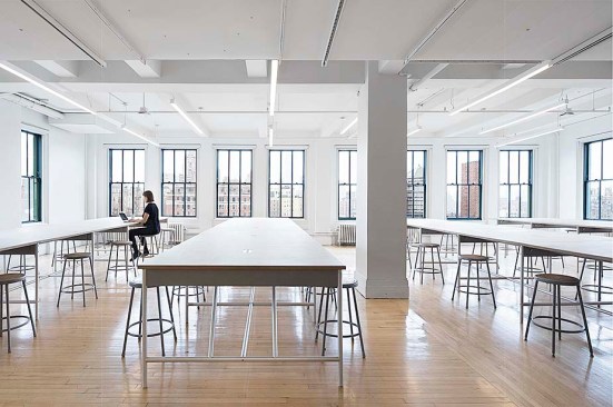R+L opened up the east, west and south window walls to create the north design studios which have a spectacular 270 degree view of lower Manhattan.