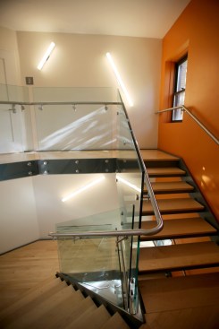 Light and beauty enhance the experience and encourage stair use for those who are able