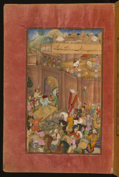Babur entering Kabul, as seen in a "Baburnama" manuscript