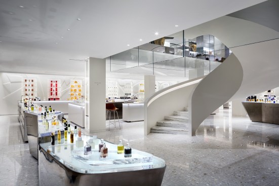 The stair landing at the Fragrance Department