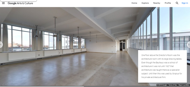 The architecture room in the Bauhaus as seen on the Arts & Culture site