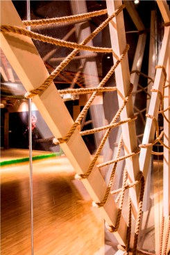 INTERSECTIONS AND CROSSES
A zoomed in view of the free standing metal frames, interlaced with ropes for stability and aesthetics