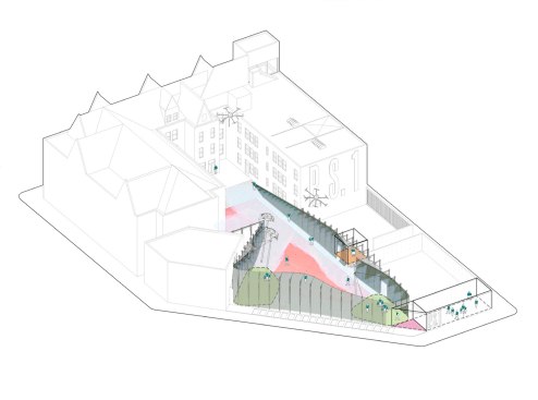 MoMA PS1 Young Architects Program proposal: Drones' Beach, axonometric view.