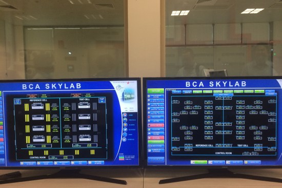 Researchers can observe the reference (left) and test (right) cells inside the SkyLab.