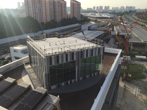 The SkyLab sits atop a building on the BCA Academy campus, in Singapore.