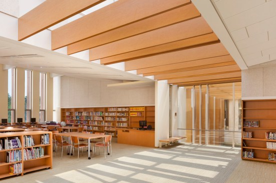Light spine running through media center & lobby clerestory