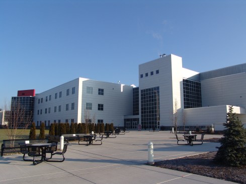 Student entrance with patio