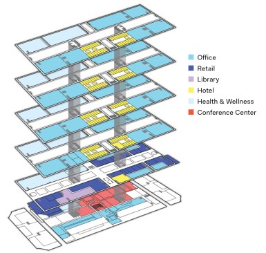 Axonometric of a renovated Bell Labs