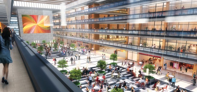 Rendering of renovated building at full occupancy