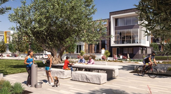 Rendering of The Moderns, a planned housing development within the Bridge District