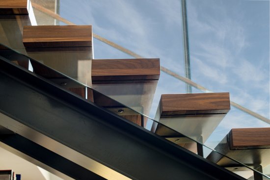 Walker Road modern home floating stairs detail