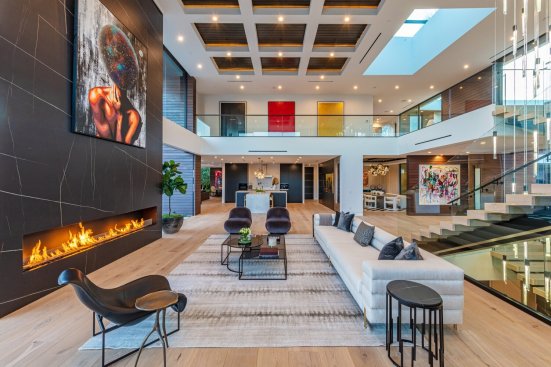 Modern Los Angeles home with open atrium style design  and luxury interior.