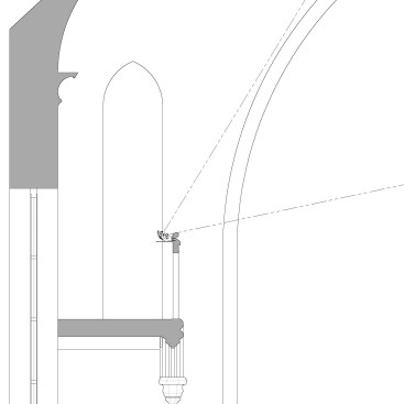 Main ambient light sources integrated to the backside of balcony balustrade are concealed from view within the room.