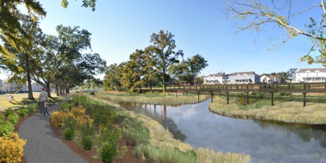 A rendering of the restoration of the Bayou Auguste Neighborhood Wetland Park, completed in February 2012.