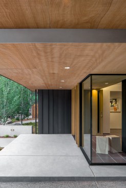 The deep, entry-level set-back of the Blackbird House was designed to comply with Aspen's form-based codes.