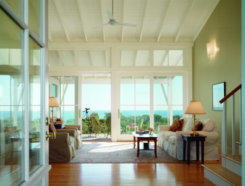 The residence incorporates two architectural features common to the island: the “Block Island Dormer”, where the building facade is extended into the roof with a gable, and the shed porch. Expanding on the two, the front porch became more than an applied form, it became a connector between two blocks.