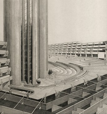 Randolph's original plaza design for the Boston Government Service Center
