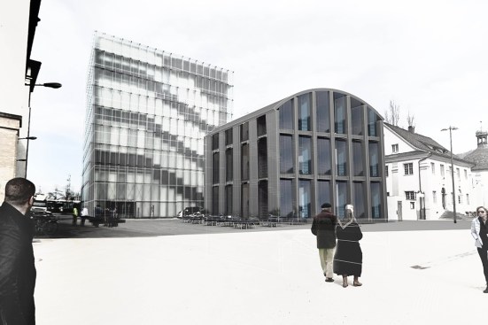 Kunsthaus Bregenz, Archive, Administration and Office BuildingBregenz, AustriaExterior perspective, digital