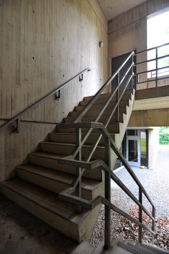Exterior stairwell at Marcel Breuer's American Press Institute, Reston, Va.