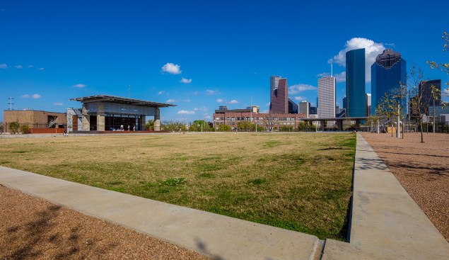 The green at the Water Works, with the cistern below.