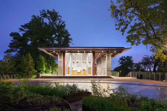 All park infrastructure was designed with resilience in mind. Handrails are galvanized metal, the pavilions use board-formed concrete. and even pathway lights were designed to withstand flooding. “We sized everything a little bit bigger than you might normally see in a park because during a flood, it has to withstand the impact debris,” McCready says.