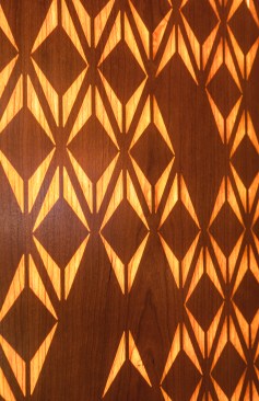 Custom back-lit veneer wall panel, Dreamtime design