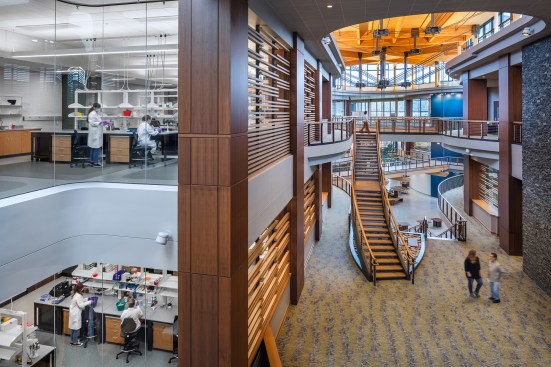 Vertically connect laboratory "light pool" and communicating stair
