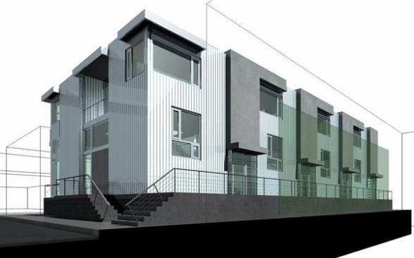 Architect Steven Ehrlich employed contemporary materials including whitepainted corrugated steel and concrete to emphasize the lofts bold, graphic forms.