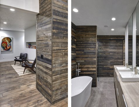 Interior view to the reading space and at the bathroom