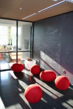 Learning doesn't happen only in the classroom. Spaces like these create learning and study spaces throughout the building.