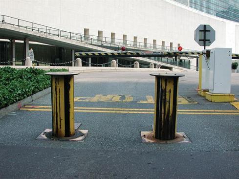 The Turntable Vehicle Barrier (TVB) is certainly not the only such security barrier available; the most common options include operable bollards, steel plate barriers, and clamshells. But unlike these hydraulically powered barriers, the TVB uses a caster bearing system to turn.