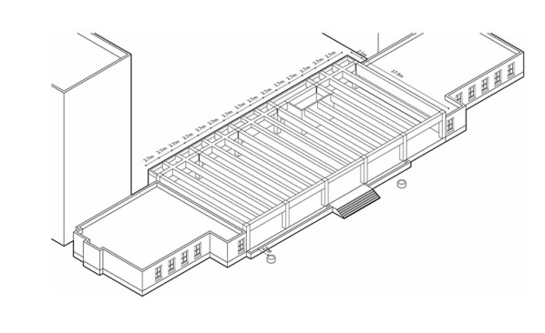 A giant saw was used to cut into the concrete and create the veiling slabs illustrated.