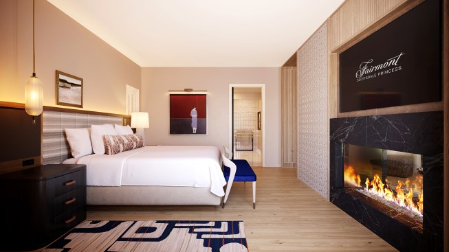 A rendering of the bedroom in the one-bedroom villa at the Privado Villas