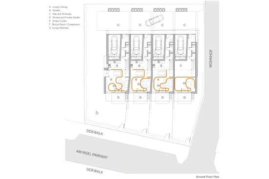 Soft unit plans, ground level.