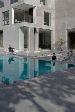 relationship between sunken plaza and swimming pool