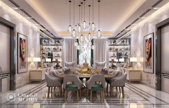 Stylish dining room in luxury villa