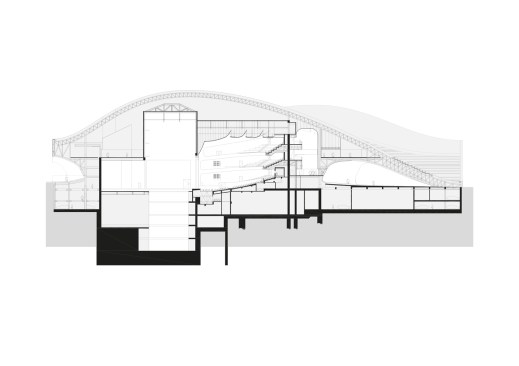 The Concert Hall (1981 seats)is a performance space 'in the round'. In this space the largest double organ in Asia will be assembled. The Recital Hall with 434 seats (on right side) with its asymmetrical layout.