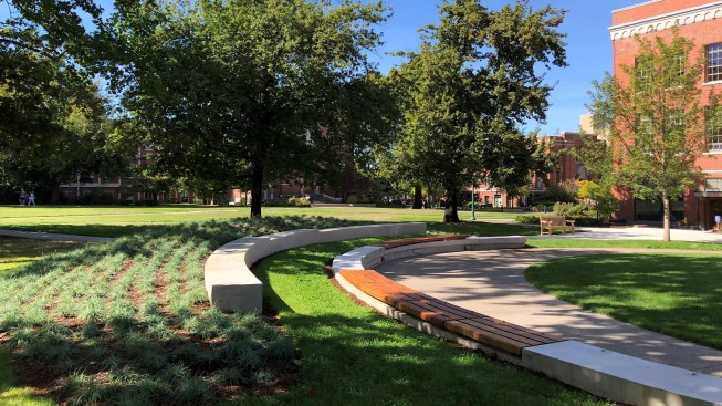 7.   Land forms and native plantings reduce maintenance and resource consumption, and add to biodiversity on campus.