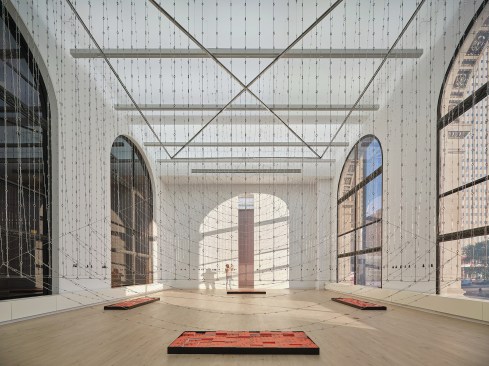100 Links installation by AD-WO at the Fifth Chicago Architectural Biennal at the Chicago Cultural Center, Chicago.