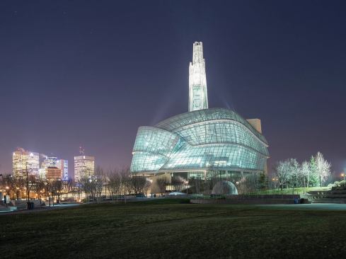 View from the southeast at night