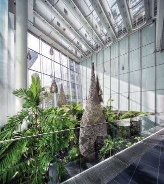 A sunken winter garden at the base of the tower was developed in concert with landscape architect Ronan Gallais and garden designer Christian Fournet.