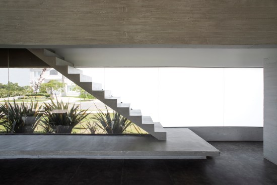 Translucent glazing and landscaping in front of the south façade provides privacy from the street.