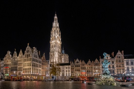 View of north transept from the Lijnwaadmarkt, Cathedral of Our Lady, Antwerp, Belgium