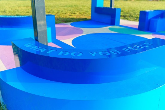 The reflective viewports create a color changing filtered view of the surrounding context.