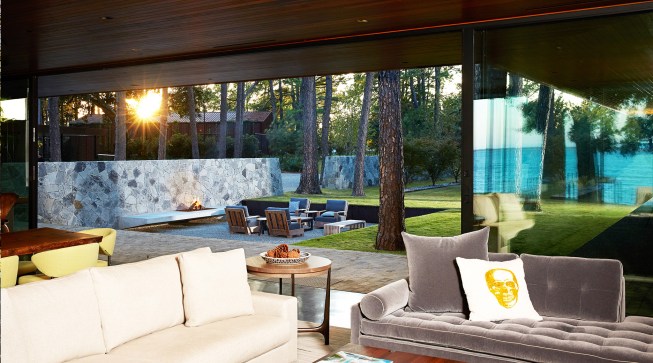 View of sunken courtyard from main house living space