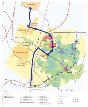 One of the goals of the project is to increase access to the gateway site by having connections to other nearby developments as well as to the city center via both roads and public transit. An area map shows how the existing infrastructure will meet proposed new routes to ensure easy access for commuters and visitors alike.
