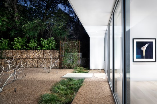 View of primary bedroom and garden