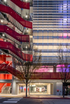 Addison Street facade at street level, Center Street parking garage