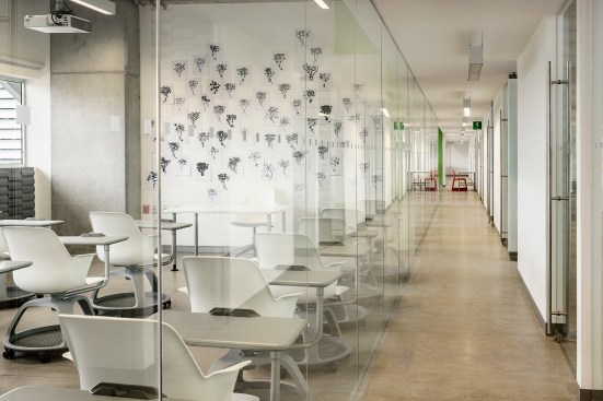 Hallway and classroom