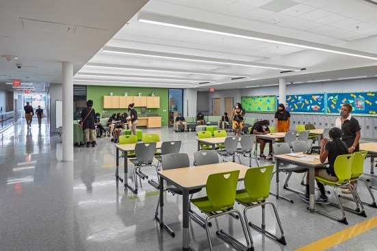 A collaboration zone, found on each floor of each building wing